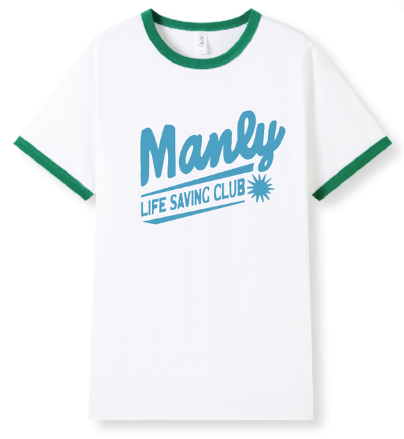 UNISEX RINGER TEE | WHITE/GREEN